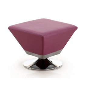 Manhattan Comfort Diamond Purple and Polished Chrome Swivel Ottoman